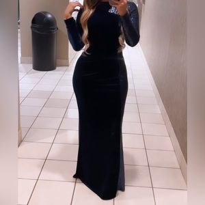 Teri Jon velvet sequin evening gown